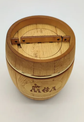 Фото Мёд диких медоносов Вятский 1000гр бочонок Бондарь (подарочная упаковка)