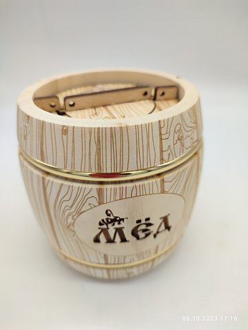 Фото Мёд диких медоносов Вятский 500гр Купеческий светлый бочонок